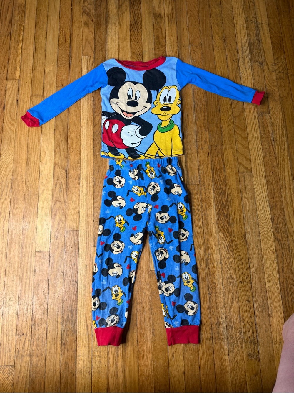 Disney 4T Mickey & Pluto Blue Kids Pajama Set
